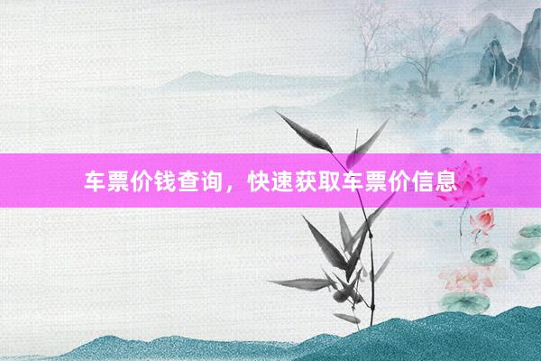 车票价钱查询，快速获取车票价信息
